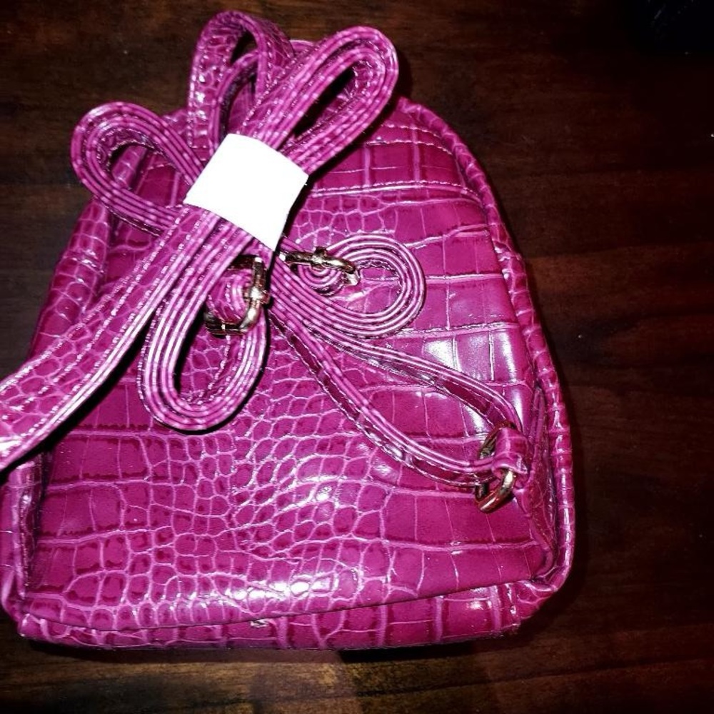 Pink Croc-Embossed backbag